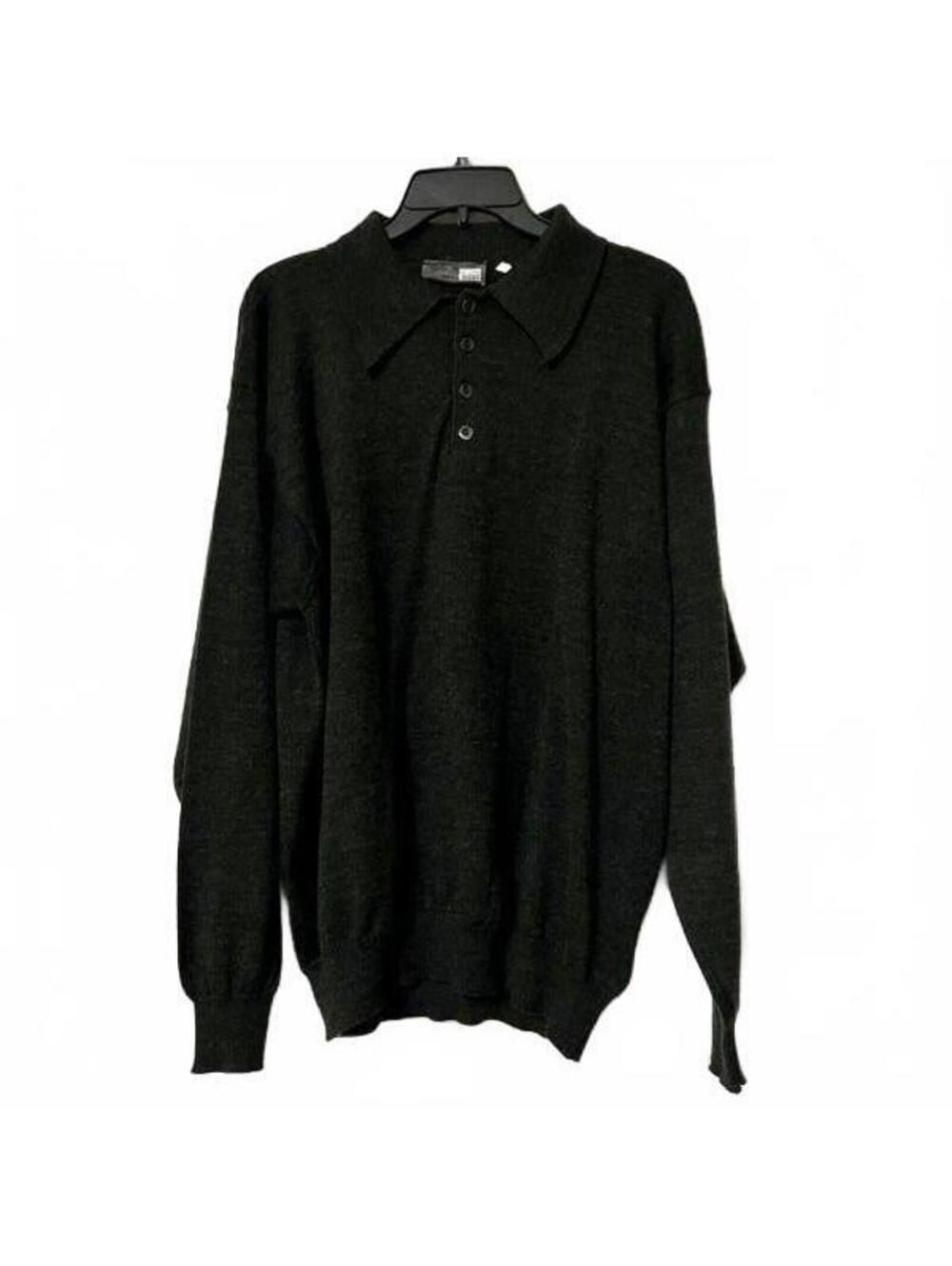 90s ROMEO GIGLI Mens Grey 1/4 Button Collar Wool Knit Sweater Italy Vintage luxu